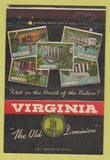 Matchbook Cover - State of Virginia Tourism Arlington Mount Vernon VA 40 Strike