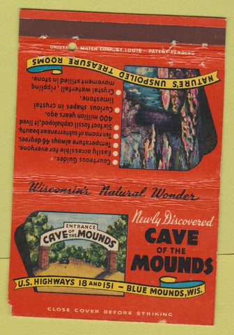 Matchbook Cover - Cave of the Mounds Blue Mounds WI 40 Strike