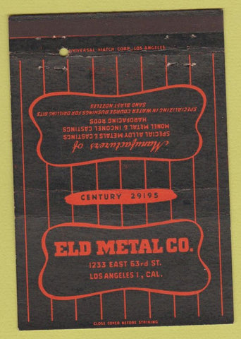 Matchbook Cover - Eld Metal Los Angeles CA 40 Strike