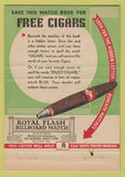 Matchbook Cover - Cigars Tobacco Royal Flash Billboard 40 Strike