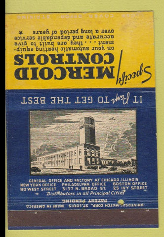 Matchbook Cover - Mercoid Heating Controls Chicago IL 40 Strike