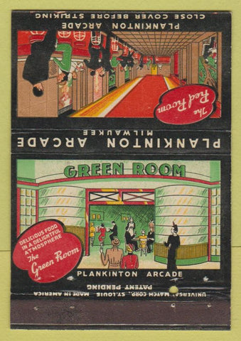 Matchbook Cover - Plankinton Arcade Milwaukee WI Green Room 40 Strike