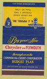 Matchbook Cover - Chrysler Plymouth NJ Popovic Cleveland OH Diamond 36 Strike