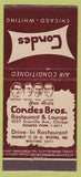 Matchbook Cover - Condes Brothers Chicago IL Whiting IN 21 Strike Feature