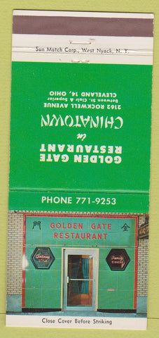 Matchbook Cover - Golden Gate Restaurant Chinatown Cleveland OH 30 Strike