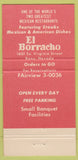 Matchbook Cover - El Borracho Mexican Restaurant Reno NV 30 Strike