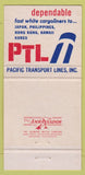 Matchbook Cover - Pacific Transport Lines shipping freight Hong Kong 30 Strike