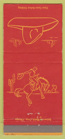 Matchbook Cover - Fred Harvey Cowboy Scene red 30 Strike