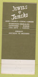 Matchbook Cover - Jewels by Jameko Los Angeles CA Jade Pearls 30 Strike