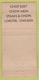 Matchbook Cover - Kong Chow Restaurant Glens Falls NY Rutland VT 30 Strike