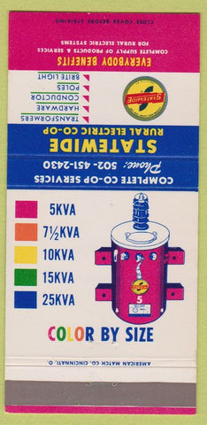 Matchbook Cover - Statewide Rural Electric COOP Transformers 30 Strike