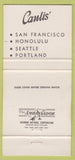 Matchbook Cover - Canlis' Charcoal San Francisco Honolulu Seattle 30 Strike