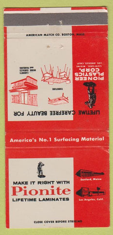 Matchbook Cover - Pionite Laminates Sanford ME furniture 30 Strike