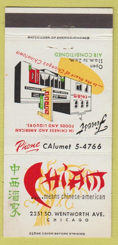 Matchbook Cover - Chiam Chinese Restaurant Chicago IL 30 Strike