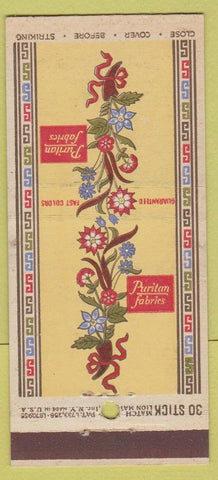 Matchbook Cover - Puritan Fabrics FA Foster NYC girlie 30 Stick