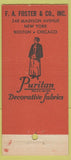 Matchbook Cover - Puritan Fabrics FA Foster NYC girlie 30 Stick