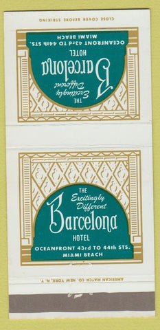 Matchbook Cover - Barcelona Hotel Miami Beach FL CREASE 30 Strike