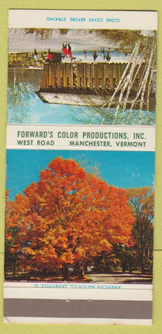 Matchbook Cover - Forward's Color Pdouctions Manchester VT 30 Strike