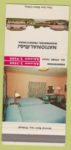 Matchbook Cover - National Motel Washington PA 30 Strike