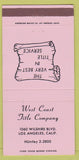 Matchbook Cover - West Coast Title Company Los Angeles CA 30 Strike