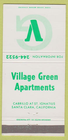 Matchbook Cover - Village Green Apartments Santa Clara CA 30 Strike