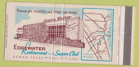 Matchbook Cover - Edgewater Restaurant Supper Club Kemah TX 30 Strike