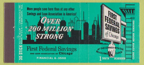 Matchbook Cover - First Federal Savings Bank Chicago IL 30 Stick