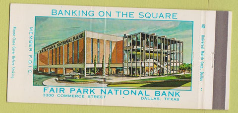 Matchbook Cover - Fair Park National Bank Dallas TX 30 Strike