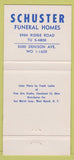 Matchbook Cover - Schuster Funeral Homes Cleveland OH 30 Strike