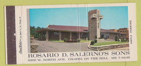 Matchbook Cover - Rosario Salerno's Funeral Home Chicago IL WEAR 30 Strike