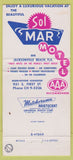 Matchbook Cover - Sol Mar Motel Jacksonville Beach FL 30 Strike