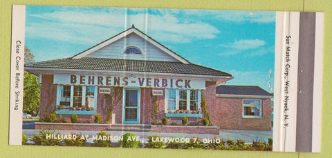 Matchbook Cover - Behrens Verbick Lakewood OH Realty 30 Strike