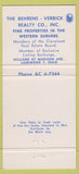 Matchbook Cover - Behrens Verbick Lakewood OH Realty 30 Strike