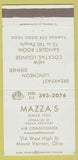 Matchbook Cover - Mazza's Mount Vernon OH restaurant 30 Strike