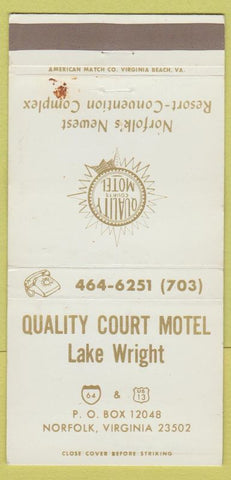 Matchbook Cover - Quality Court Motel Norfolk VA WEAR 30 Strike
