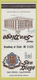 Matchbook Cover - Hotel San Diego San Diego CA 30 Strike
