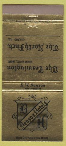 Matchbook Cover - Leamington Hotel Minneapolis North Park Chicago IL 30 Strike