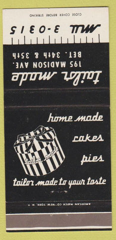 Matchbook Cover - Tailor Made Cakes Pies New York City 30 Strike