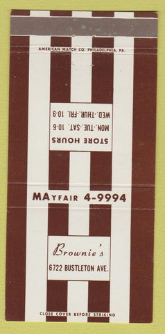 Matchbook Cover - Brownie's Store Philadelphia PA 30 Strike