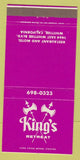 Matchbook Cover - King's Retreat Whittier CA 30 Strike