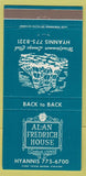 Matchbook Cover - Alan Fredrich House Hyannis MA Cape Cod 30 Strike