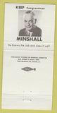 Matchbook Cover - William Minshall Congressman Ohio 30 Strike