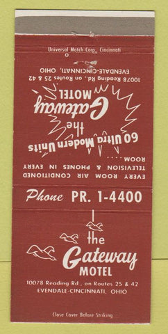 Matchbook Cover - Gateway Motel Evandale Cincinnati OH 30 Stick