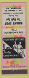 Matchbook Cover - Bright Spot Fountain Frederick MD
