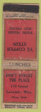 Matchbook Cover - Ye Copper Stein Laramie WY DQ WEAR
