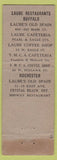 Matchbook Cover - Laube Restaurants Buffalo Rochester NY DQ