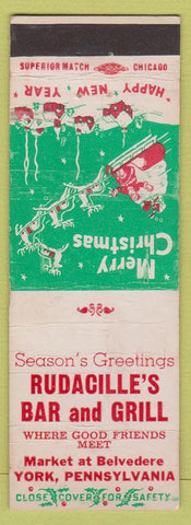 Matchbook Cover - Rudacille's Bar Grill York PA Christmas WEAR