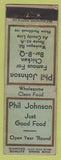 Matchbook Cover - Phil Johnson Restaurant BBQ Northbrook? IL DQ WEAR
