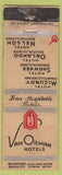 Matchbook Cover - Van Orman Hotels Rockford Decatur IL DQ WORN