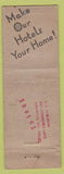 Matchbook Cover - Van Orman Hotels Rockford Decatur IL DQ WORN